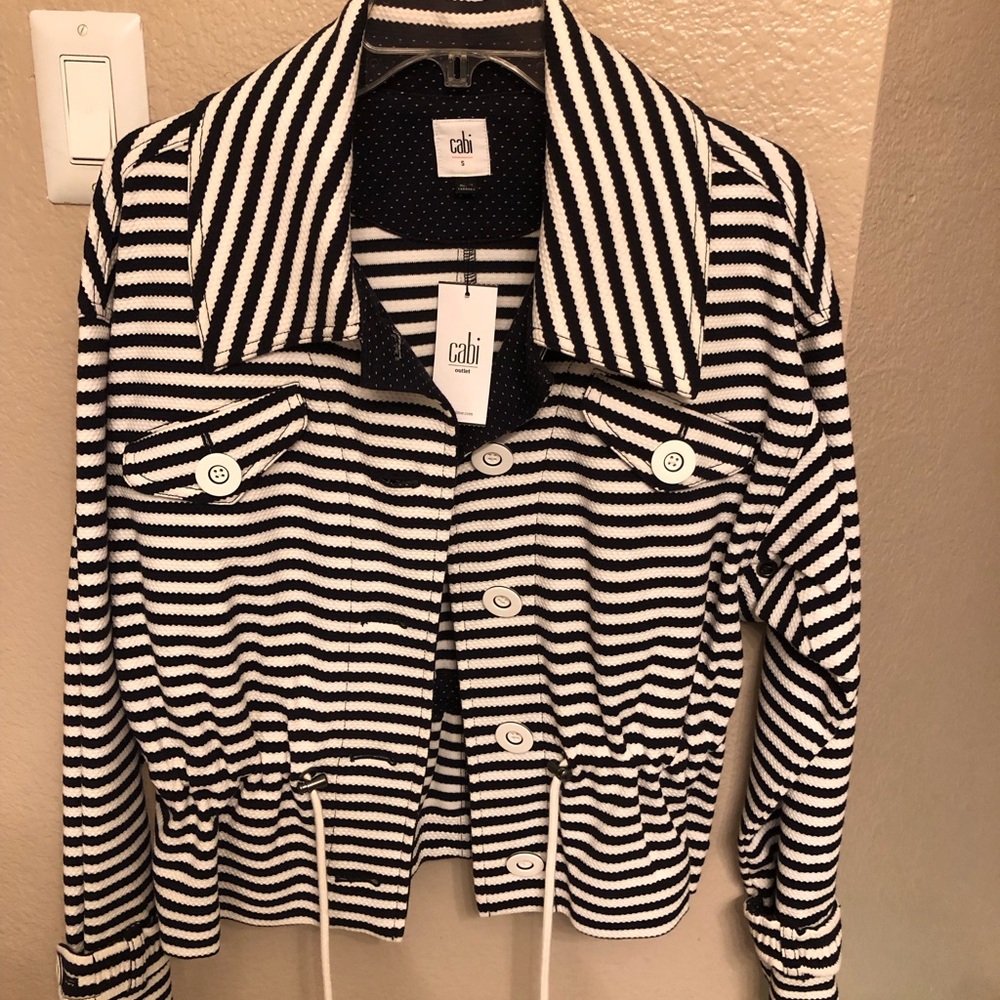 CAbi Striped Black and White Blazer